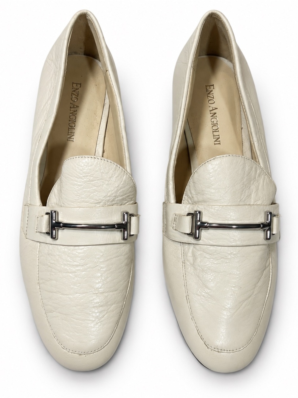 Enzo Angiolini Tatye Cream Leather Bit Loafers Women’s 8 M Preppy Classic